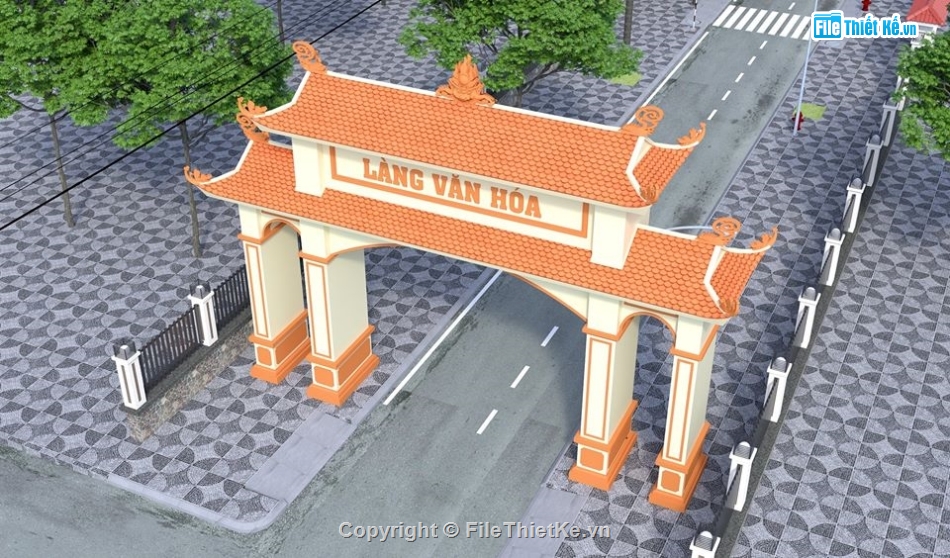 Cổng làng,File cad cổng làng,bản vẽ cổng làng đẹp,bản vẽ cổng làng